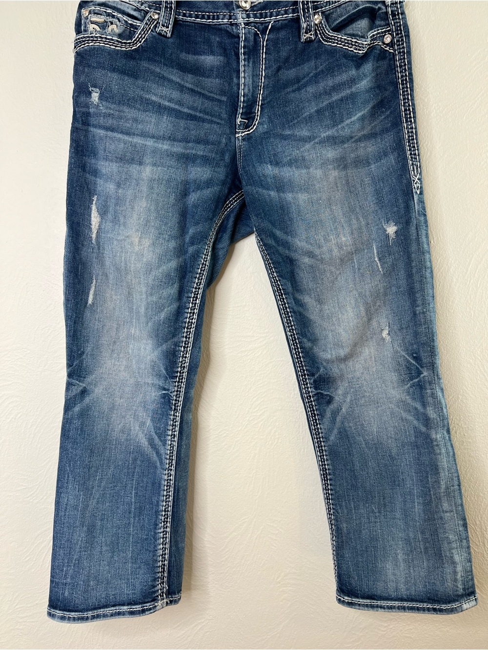 Rock and Revival Ebba Easy Crop size 32 Distressed Blue Jeans - Picture 4 of 16